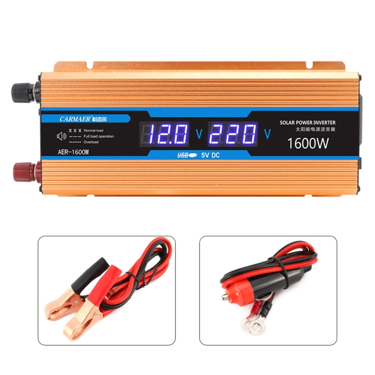 Carmaer Modified Sine Wave 12V to 220V 1600W Car Multi-function Double Digital Display Inverter Household Power Converter - Modified Square Wave by buy2fix | Online Shopping UK | buy2fix