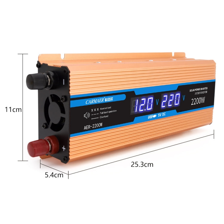 Carmaer Modified Sine Wave 12V to 220V 2200W Car Multi-function Double Digital Display Inverter Household Power Converter - Modified Square Wave by buy2fix | Online Shopping UK | buy2fix