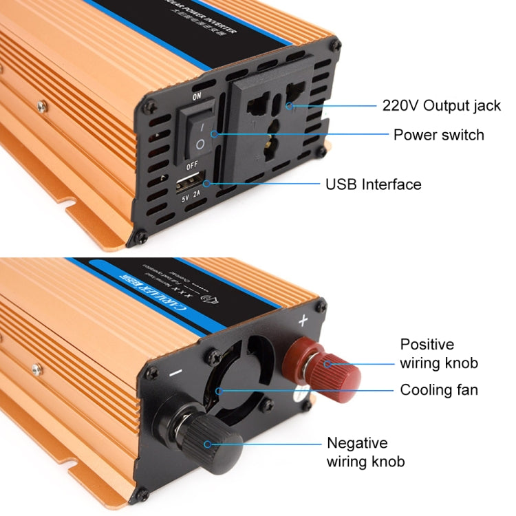 Carmaer Modified Sine Wave 12V to 220V 2200W Car Multi-function Double Digital Display Inverter Household Power Converter - Modified Square Wave by buy2fix | Online Shopping UK | buy2fix