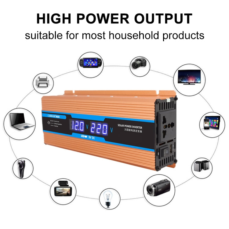 Carmaer Modified Sine Wave 12V to 220V 2200W Car Multi-function Double Digital Display Inverter Household Power Converter - Modified Square Wave by buy2fix | Online Shopping UK | buy2fix