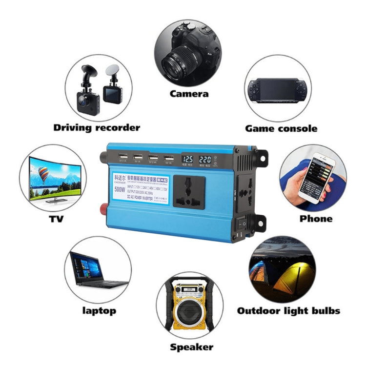 Carmaer 60V to 220V 500W Double Socket Car Double Digital Display Inverter Household Power Converter - Modified Square Wave by buy2fix | Online Shopping UK | buy2fix