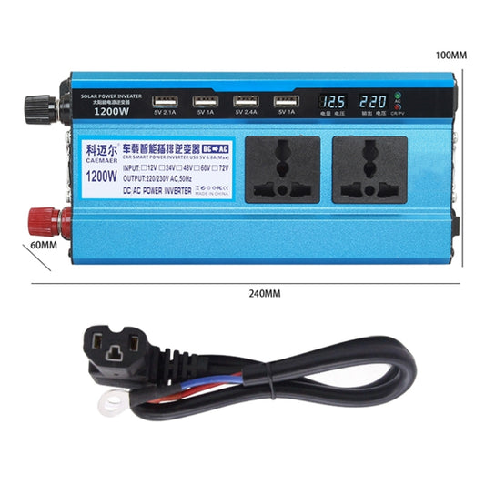 Carmaer 48V to 220V 1200W Double Socket Car Double Digital Display Inverter Household Power Converter by buy2fix