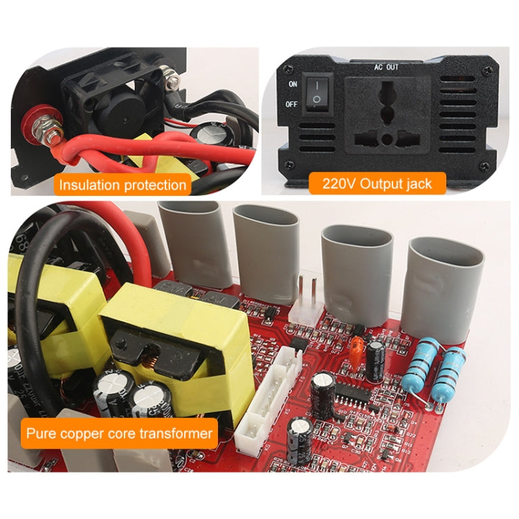Carmaer 48V to 220V 2200W Three Socket Car Double Digital Display Inverter Household Power Converter - Modified Square Wave by buy2fix | Online Shopping UK | buy2fix