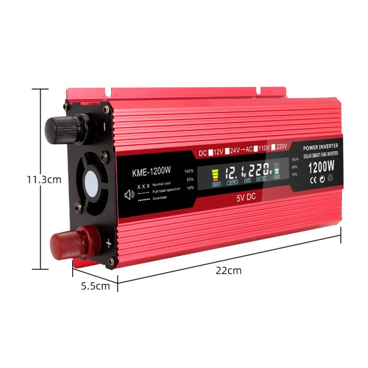 Carmaer Universal 24V to 220V 1200W Car LCD Display Inverter Household Power Converter - Modified Square Wave by buy2fix | Online Shopping UK | buy2fix