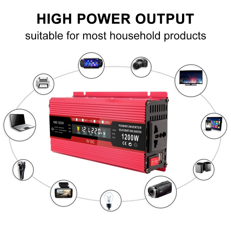 Carmaer Universal 24V to 220V 1200W Car LCD Display Inverter Household Power Converter - Modified Square Wave by buy2fix | Online Shopping UK | buy2fix