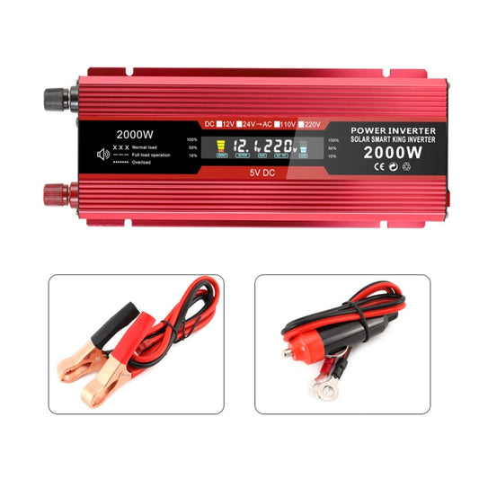 Carmaer US Plug 12V to 110V 2000W Car LCD Display Inverter Household Power Converter by buy2fix