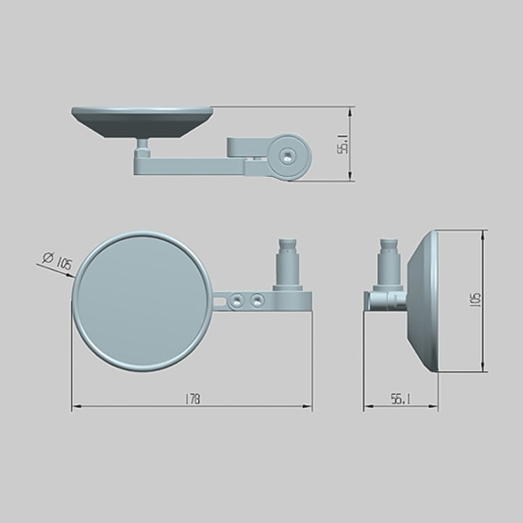 SF-158 Motorcycle Round Blue Glass Adjustable Rearview Mirror Handle Reflective Mirror by buy2fix