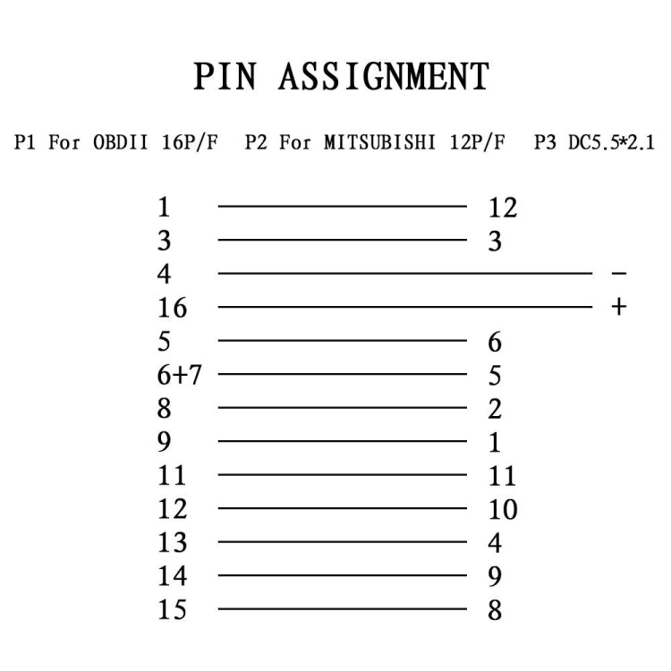 12Pin to 16Pin Car OBD2 Conversion Cable OBDII Diagnostic Adapter Cable for Mitsubishi - Cables & Connectors by buy2fix | Online Shopping UK | buy2fix