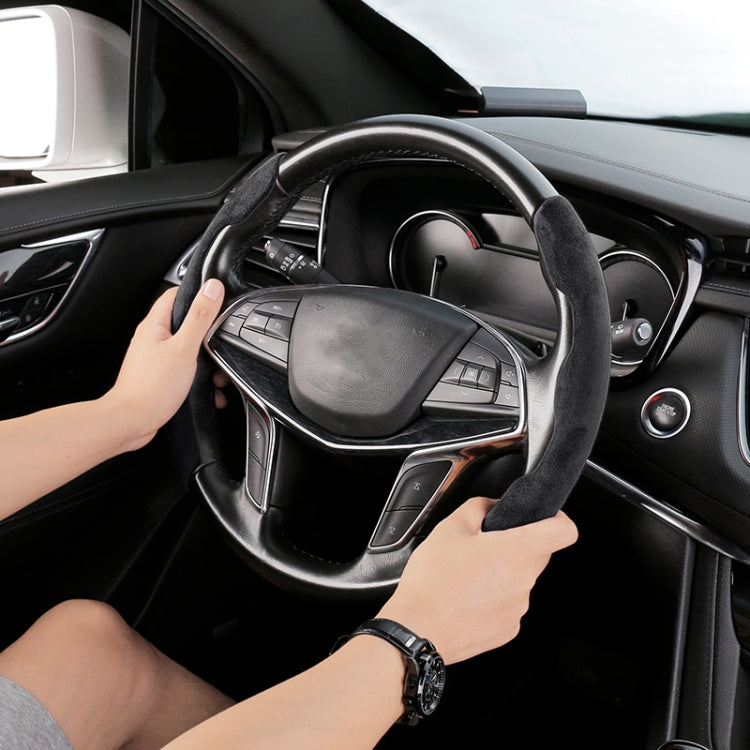 Car Universal Suede Steering Wheel Cover (Black) - Steering Wheel Accessories by buy2fix | Online Shopping UK | buy2fix