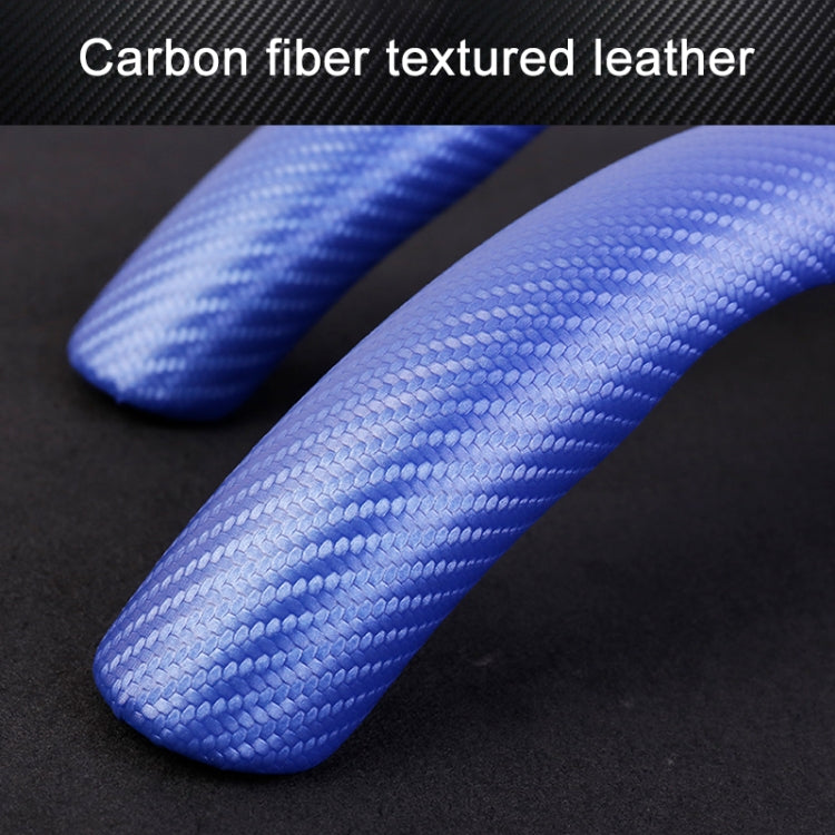 Car Universal Carbon Fiber Texture Leather Steering Wheel Cover (Blue) - Steering Wheel Accessories by buy2fix | Online Shopping UK | buy2fix