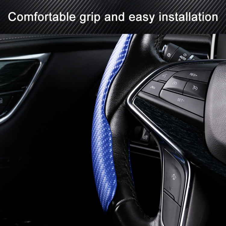 Car Universal Carbon Fiber Texture Leather Steering Wheel Cover (Red) - Steering Wheel Accessories by buy2fix | Online Shopping UK | buy2fix