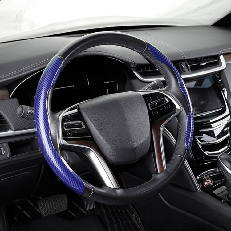 Car Universal Carbon Fiber Steering Wheel Cover (Blue) by buy2fix