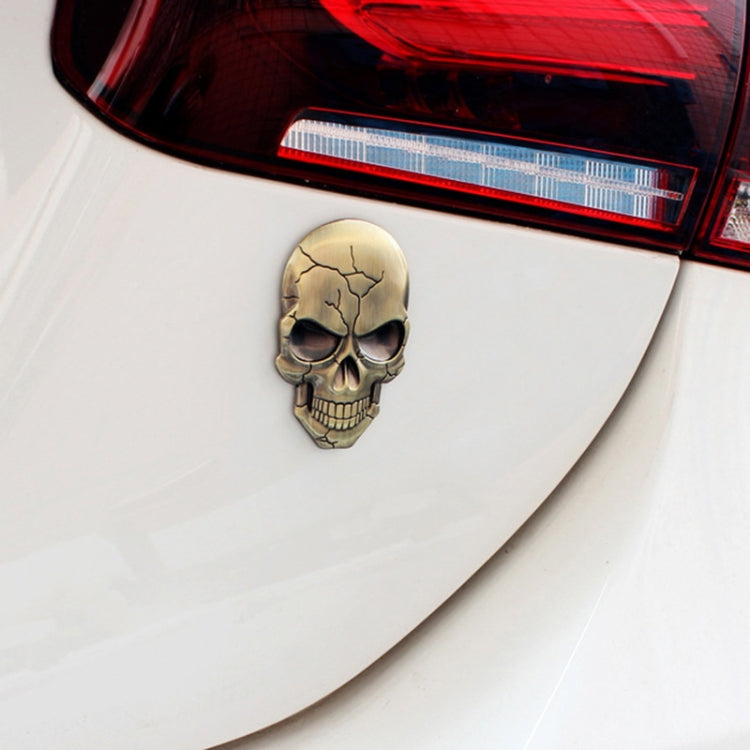 Three-dimensional Devil Skull Metal Car Sticker (Bronze) by buy2fix