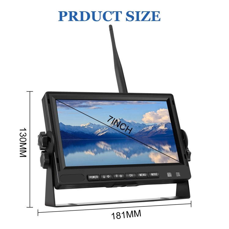 PZ710-W 7 inch Car Digital Wireless Rear-view Split-screen Monitor Single Record - Rearview Monitors by buy2fix | Online Shopping UK | buy2fix