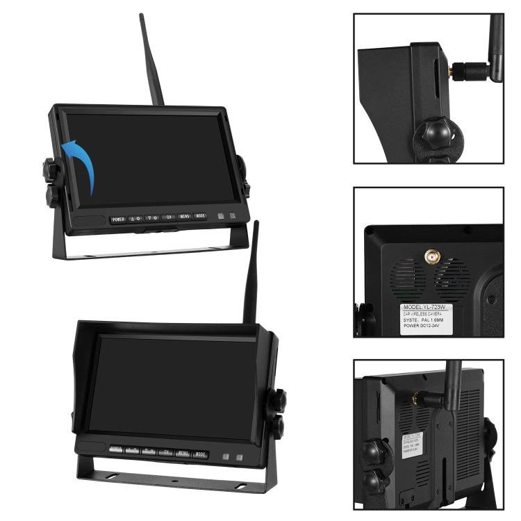 PZ710-W 7 inch Car Digital Wireless Rear-view Split-screen Monitor Single Record - Rearview Monitors by buy2fix | Online Shopping UK | buy2fix