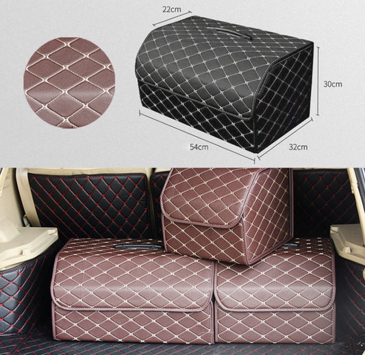 Car Trunk Foldable Storage Box, Rhombic Grid Large Size: 54 x 32 x 30cm (Coffee) by buy2fix