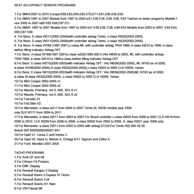 SQU OF80 Universal Car Emulator Signal Reset Immo / Tacho Programs Place ESL Diagnostic Seat Occupancy Sensor Tool by buy2fix