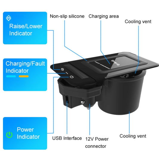 HFC-1052 Car Qi Standard Wireless Charger 15W / 10W Quick Charging for Audi A6L 2019-2022, Left Driving by buy2fix