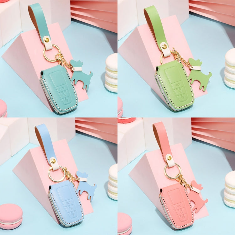 Hallmo Car Female Style Cowhide Leather Key Protective Cover for Toyota(Sky Blue) - Car Key Cases by Hallmo | Online Shopping UK | buy2fix