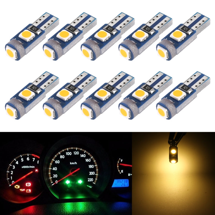 10 in 1 Car T5 0.2W DC12V Instrument Panel LED Decorative Light(Yellow Light) - Instrument Lights by buy2fix | Online Shopping UK | buy2fix