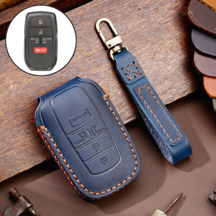 Hallmo Car Genuine Leather Key Protective Cover for Toyota Sienna 5-button(Blue) - Car Key Cases by Hallmo | Online Shopping UK | buy2fix