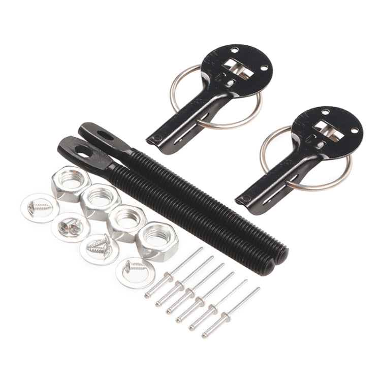 Universal Car Aluminum Alloy Mount Hood Pin Bonnet Lock (Black) - Engine Fittings by buy2fix | Online Shopping UK | buy2fix