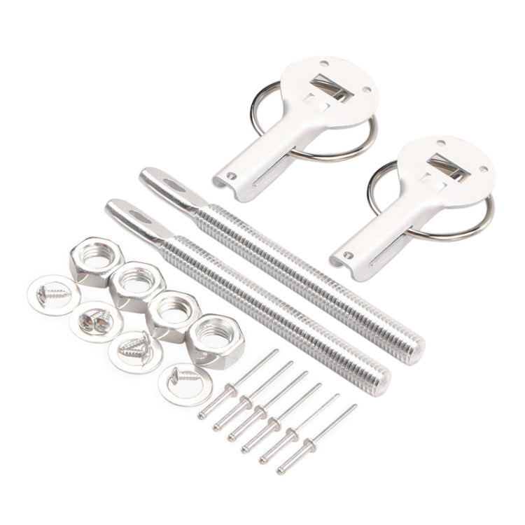Universal Car Aluminum Alloy Mount Hood Pin Bonnet Lock (White) - Engine Fittings by buy2fix | Online Shopping UK | buy2fix