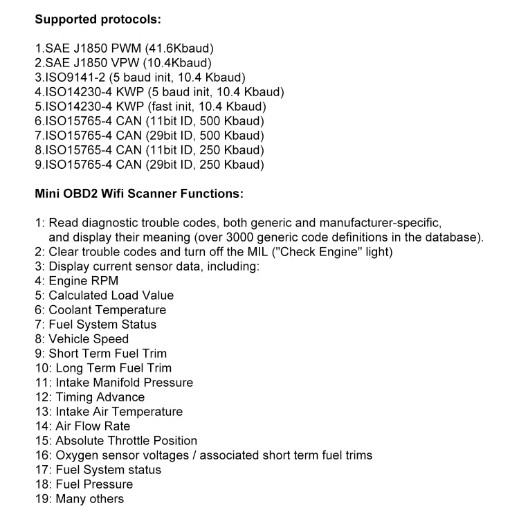OBD II ELM327 WiFi V1.5 Car Fault Diagnostic Tool PIC25K80 Chip by buy2fix