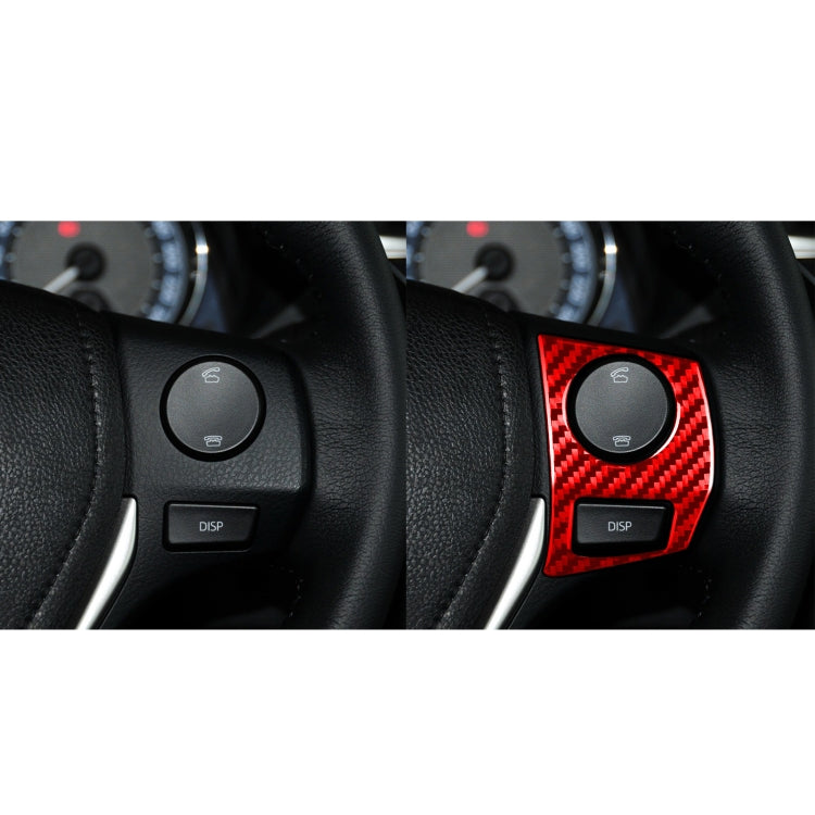 2 PCS / Set Carbon Fiber Car Steering Wheel Button Frame Decorative Sticker for Toyota Corolla 2014-2018,Left and Right Drive Universal(Red) by buy2fix