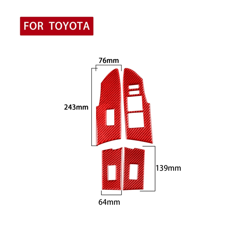 4 PCS / Set Carbon Fiber Car Lifting Decorative Sticker for Toyota Corolla 2014-2018,Left Drive (Red) - Car Interior Mouldings by buy2fix | Online Shopping UK | buy2fix