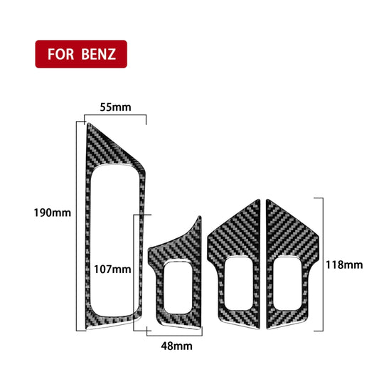 4 PCS / Set Carbon Fiber Car Glass Lift Switch Decorative Sticker for Mercedes-Benz B-Class 2019 / GLB 2020,Left Drive by buy2fix
