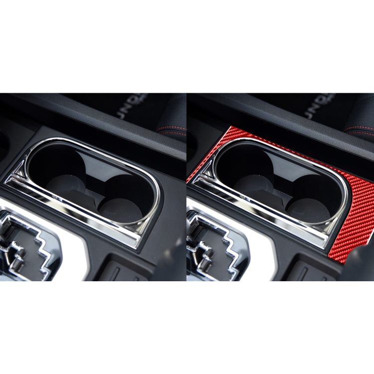 Carbon Fiber Car Cup Holder Frame Decorative Sticker for Toyota Tundra 2014-2018,Left Drive (Red) by buy2fix