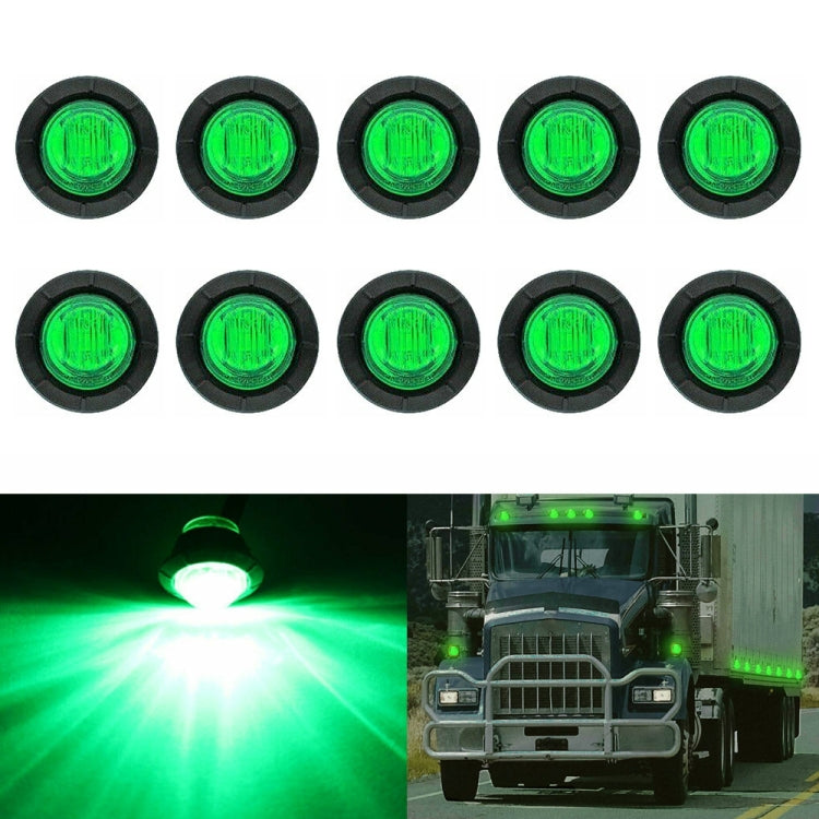 10 PCS MK-009 3/4 inch Car / Truck 3LEDs Side Marker Indicator Lights Bulb Lamp (Green Light) - Clearance Lights by buy2fix | Online Shopping UK | buy2fix