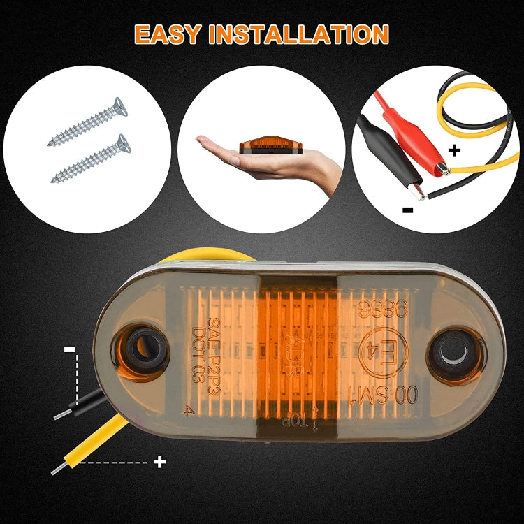 10 PCS MK-019 Car / Truck 6LEDs Side Marker Indicator Lights Bulb Lamp (Yellow Light) - Clearance Lights by buy2fix | Online Shopping UK | buy2fix