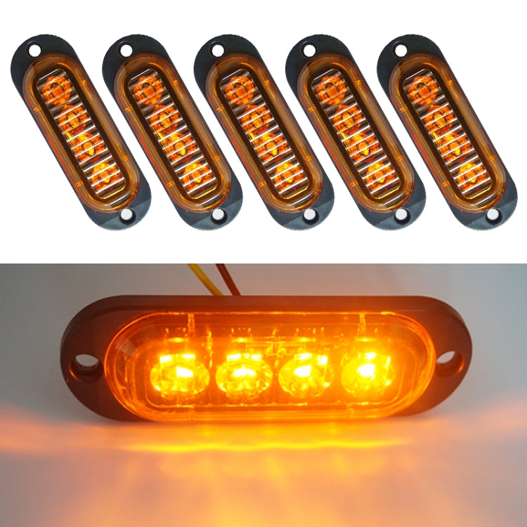 5 PCS MK-087 Car / Truck 4LEDs Side Marker Indicator Lights Bulb Lamp (Yellow Light) - Clearance Lights by buy2fix | Online Shopping UK | buy2fix