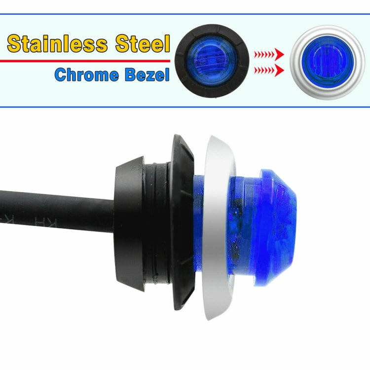 10 PCS MK-118 3/4 inch Metal Frame Car / Truck 3LEDs Side Marker Indicator Lights Bulb Lamp (Blue Light) - Clearance Lights by buy2fix | Online Shopping UK | buy2fix