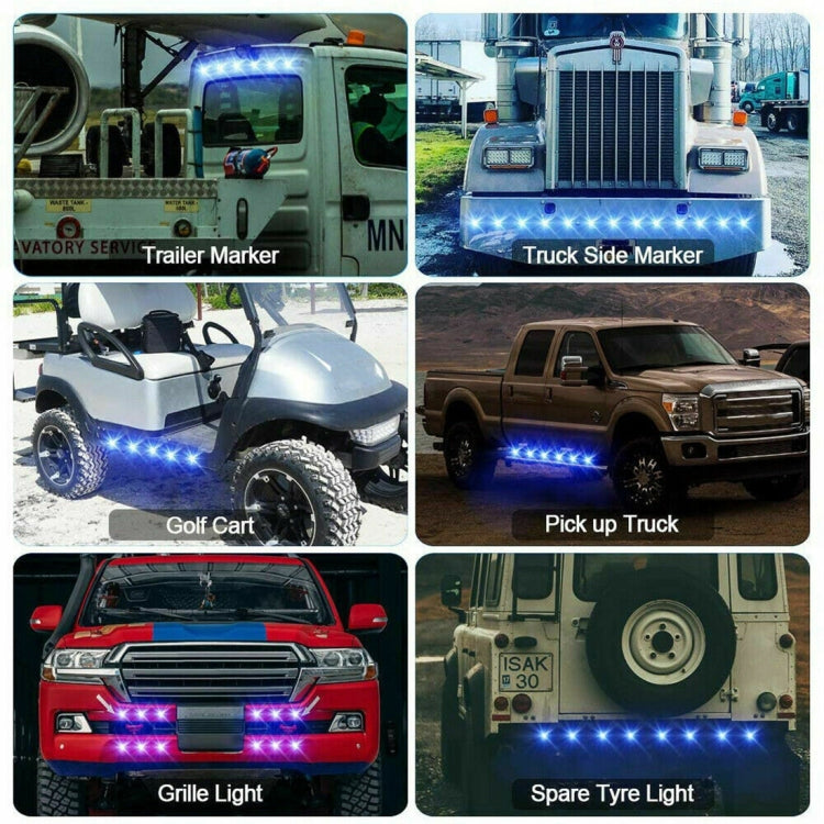 10 PCS MK-118 3/4 inch Metal Frame Car / Truck 3LEDs Side Marker Indicator Lights Bulb Lamp (Blue Light) - Clearance Lights by buy2fix | Online Shopping UK | buy2fix