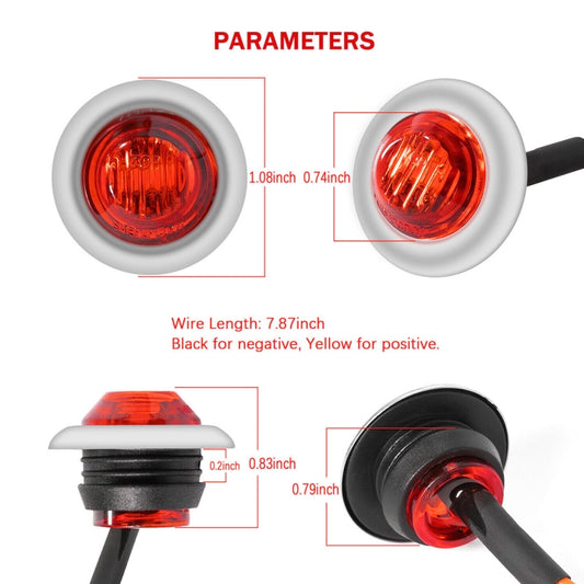 10 PCS MK-118 3/4 inch Metal Frame Car / Truck 3LEDs Side Marker Indicator Lights Bulb Lamp (Red Light) by buy2fix
