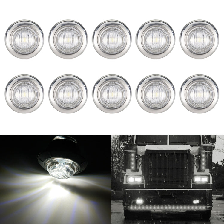 10 PCS MK-118 3/4 inch Metal Frame Car / Truck 3LEDs Side Marker Indicator Lights Bulb Lamp (White Light) - Clearance Lights by buy2fix | Online Shopping UK | buy2fix