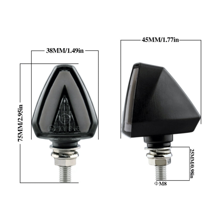 2 PCS KC018A Motorcycle Triangular V-shaped Two-color LED Brake Turn Signal Light - Turn Signal by buy2fix | Online Shopping UK | buy2fix