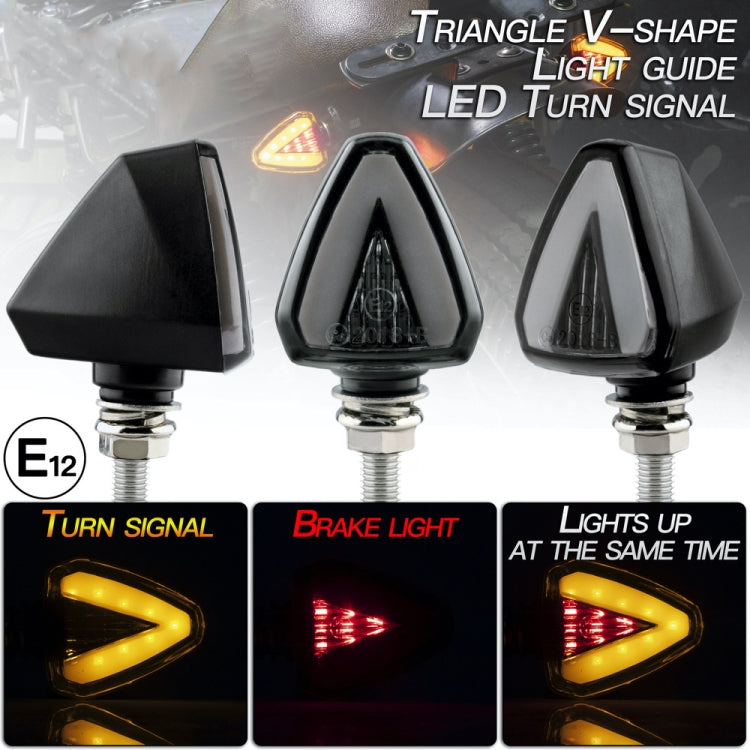 2 PCS KC018A Motorcycle Triangular V-shaped Two-color LED Brake Turn Signal Light - Turn Signal by buy2fix | Online Shopping UK | buy2fix