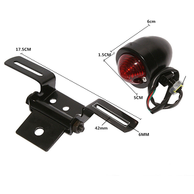 2 PCS KC-WD-FGZXD Motorcycle Retro Round Brake Light with License Plate Holder - Signal Lights by buy2fix | Online Shopping UK | buy2fix