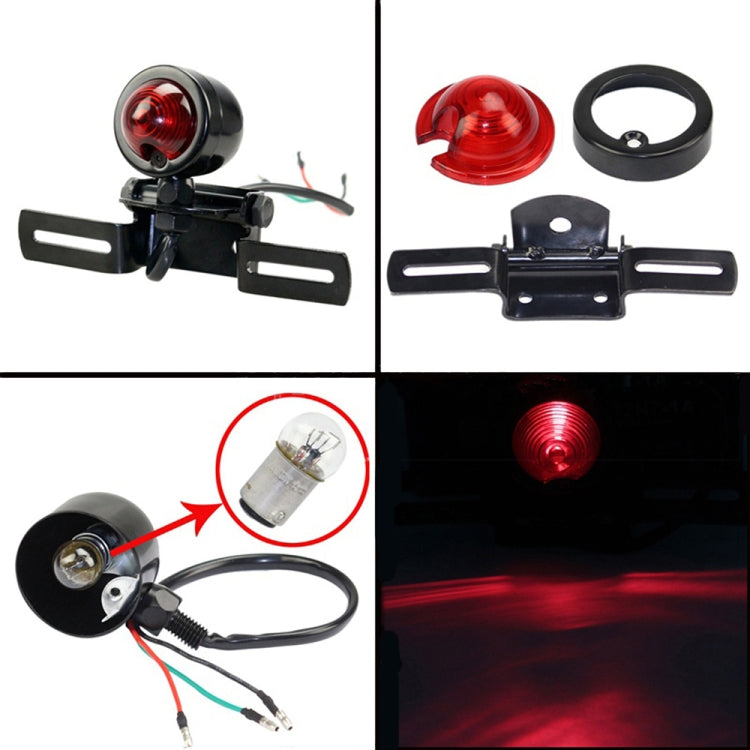 2 PCS KC-WD-FGZXD Motorcycle Retro Round Brake Light with License Plate Holder - Signal Lights by buy2fix | Online Shopping UK | buy2fix