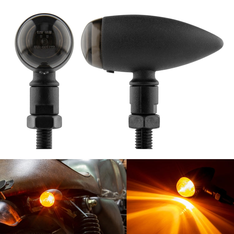 2 PCS KC805 Motorcycle Retro Metal Turn Signal Light (Transparent Black) - Turn Signal by buy2fix | Online Shopping UK | buy2fix