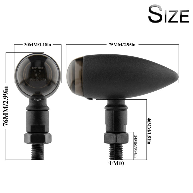 2 PCS KC805 Motorcycle Retro Metal Turn Signal Light (Transparent Black) - Turn Signal by buy2fix | Online Shopping UK | buy2fix