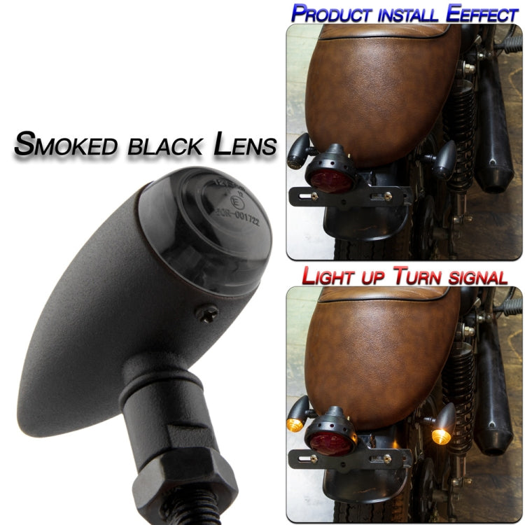 2 PCS KC805 Motorcycle Retro Metal Turn Signal Light (Transparent Black) - Turn Signal by buy2fix | Online Shopping UK | buy2fix