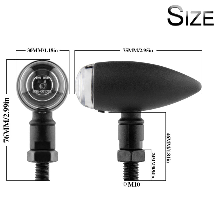 2 PCS KC805 Motorcycle Retro Metal Turn Signal Light (Transparent) - Turn Signal by buy2fix | Online Shopping UK | buy2fix