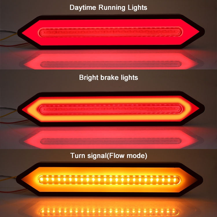 2 PCS Heavy Truck 100LED Two-color Running Water Light Guide Brake Steering Tail Rear Bumper Light - Warning Lights by buy2fix | Online Shopping UK | buy2fix