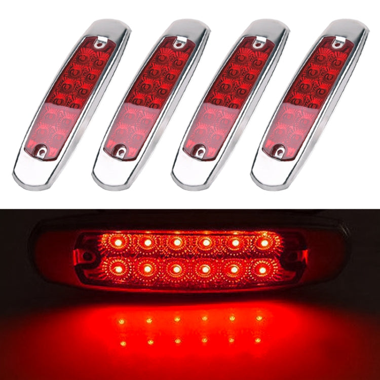 4 PCS MK-338 DC12-24V Truck 12LEDs Side Clearance Maker Light (Red Light) - Clearance Lights by buy2fix | Online Shopping UK | buy2fix