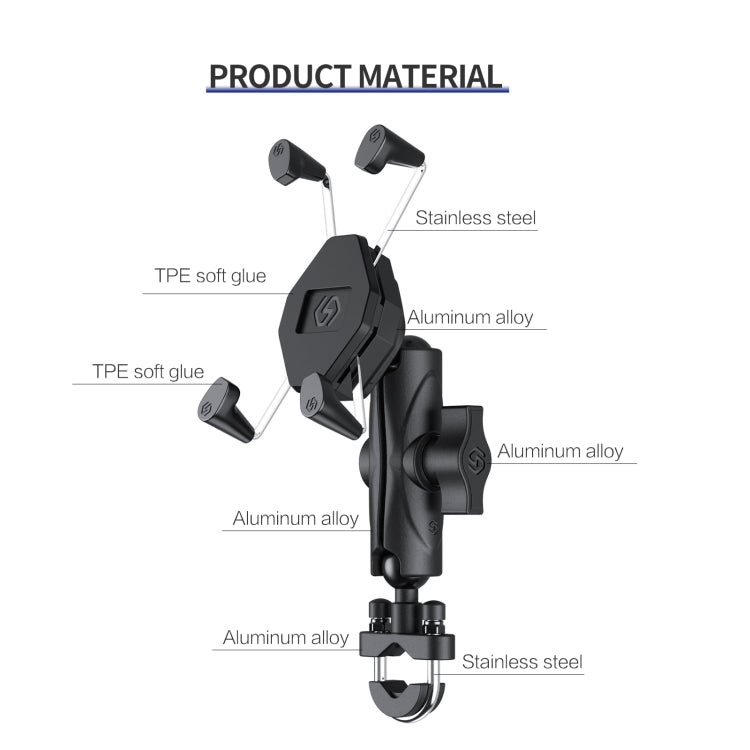 ZH-1558A1 Motorcycle Handlebar X-shape Aluminum Alloy Phone Holder - Holder by buy2fix | Online Shopping UK | buy2fix